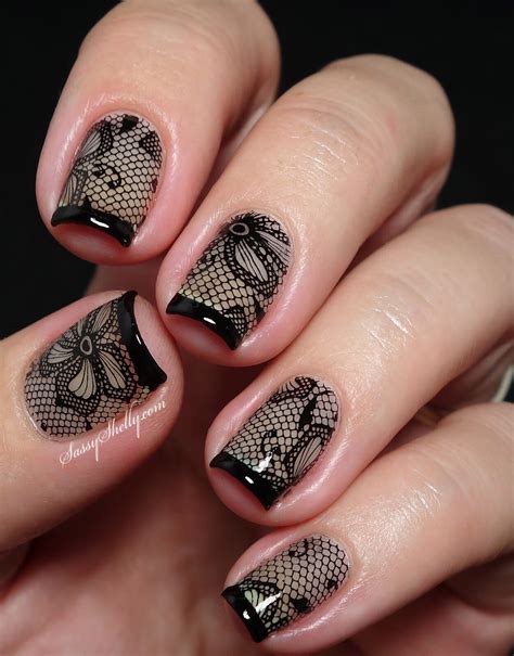 lace design on nails|black lace nail designs.